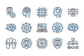 Artificial Intelligence related color line icon set.